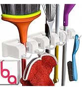 Berry Ave Broom Holder and Garden Tool Organizer Rake or Mop Handles Up to 1.25-Inches (White, 1pk)