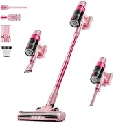 Cordless Vacuum Cleaner: Portable 6-in-1 Stick Vacuum with Anti-Tangle Brush, LED Headlight, Self...