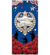 ANFEST Thank You Veterans Polyester Fabric Banner, Patriotic Party Sign | Patriotic Thank You Vet...