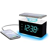 Emerson ER100401 Smartset 15Watt Ultra Fast Wireless Charging Dual Alarm Clock Radio with Bluetoo...