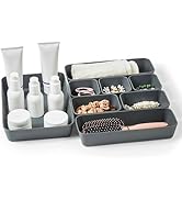 ISSEVE 8Pcs Nesting Silicone Drawer Organizer Set, 4 Size Versatile Vanity Bathroom Drawer Organi...