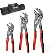 HAUTMEC 3PCS Adjustable Pliers Wrench Sets (7 10 12"), Smooth Jaw Parallel Pliers, Heat-Treated C...