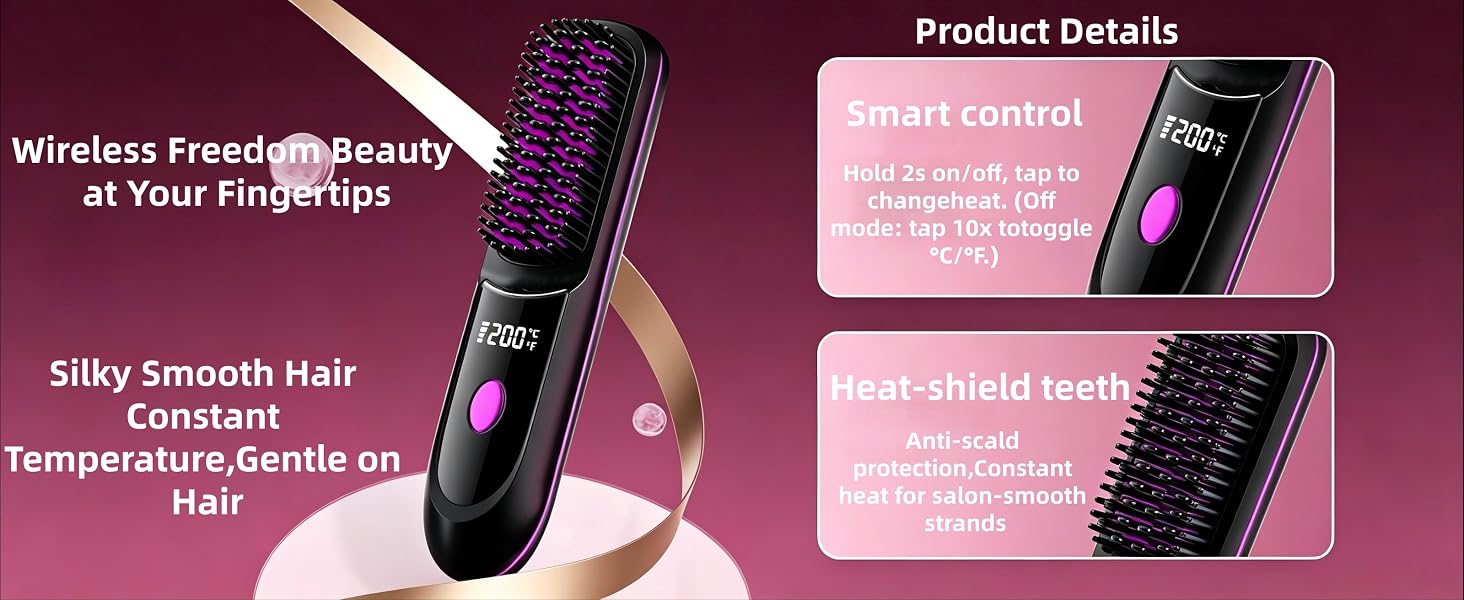 Rechargeable Brush for Straightening and Curling straighteners