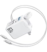 Hatalkin 5-in-1 Retractable Wall Charger for iWatch, 67W GaN USB C Fast Charging Block with 2 Bui...