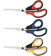 QMVESS 8.5" Scissors All Purpose 3 Pack, Ultra Sharp 2.5mm Thick Blade Scissors for Office, Profe...