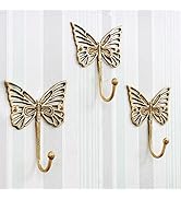 Indian Shelf Decorative Brass Butterfly Cute Kids Wall Hooks Heavy Duty Coat Rack Wall Mount Vint...