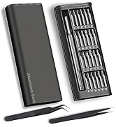Precision Screwdriver Set with Tweezers, S2 Steel Bits Aluminum Case, 27 in 1 Magnetic Driver Bit...