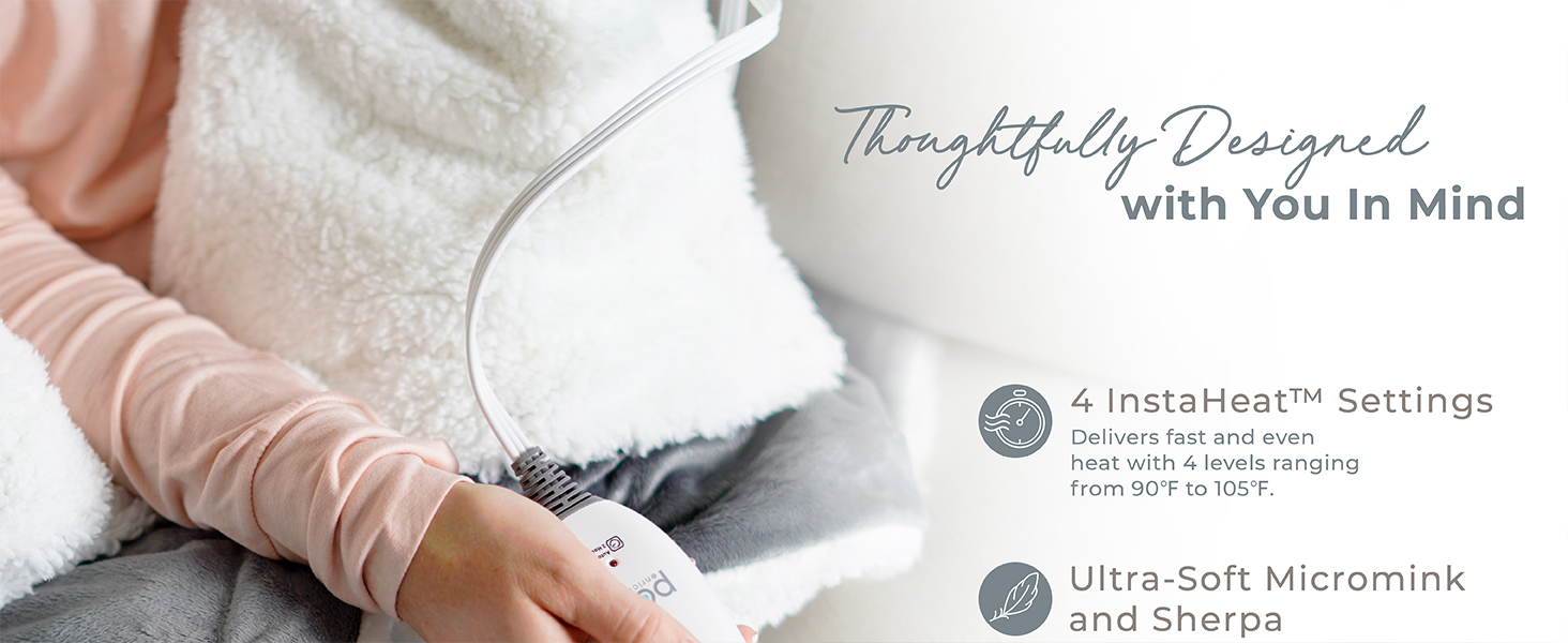 thoughtfully designed instaheat ultrasoft micromink fast heating auto shut off lcd machine washable