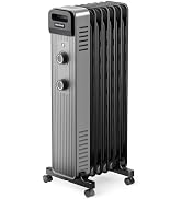 Pelonis Oil Filled Space Heater for Indoor Use with Adjustable Thermostat | Space Heaters with 15...