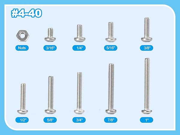 #4-40 Phillips Pan Head Machine Screws Nuts Washers Assortment Kit