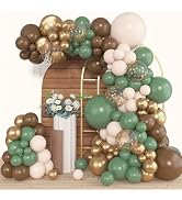 Amandir 153pcs Sage Green Brown Balloon Garland Arch Kit, Different Sizes 18 12 10 5 inch Olive G...