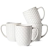 LE TAUCI Coffee Mugs 16 oz,Ceramic Mug Set, Embossment Cups for Latte, Hot Tea, Cappuccino, Mocha...