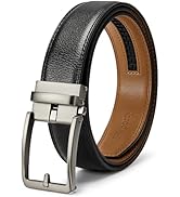 SKiporty Mens Belt Ratchet Belts Dress Casual Leather Belt for Men With Slide Adjustable Click Bu...
