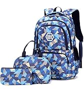 Geometric, Leaf or Galaxy Print Backpack for Girls-Boys Middle-School Elementary Bookbags