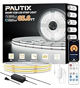 PAUTIX COB LED Strip Light 65.6ft/20m,Work with Alexa/Google Assistant,9600 LEDs Daylight White 6...