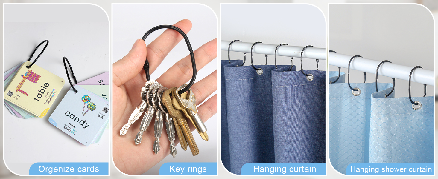black shower curtain hooks