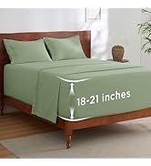 Bedsure Deep Pocket Queen Sheets Set - Fits Mattresses Up to 21 Inches Thick - 4 Piece GentleSoft...