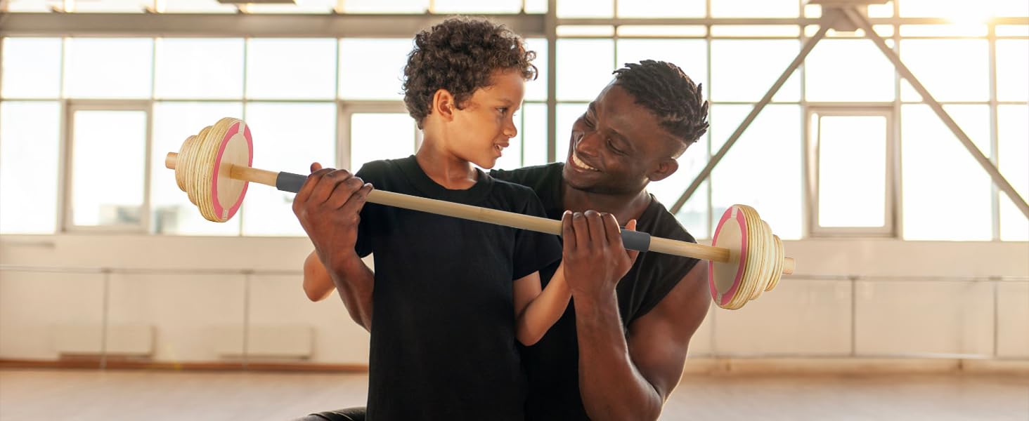 Kids Wooden Workout Play Weights Set