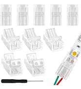 RGBZONE 10Pcs 2PIN LED Light Strip Connectors 8mm Wide Unwired Gapless Solderless Strip to Wire Q...