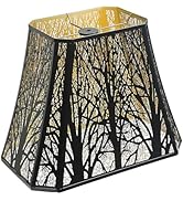 Etched Forest Metal Lampshade Rectangle Lamp Shade Fitter Floor Lamp Shade, ALUCSET Large Metal L...