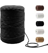 FMLIUY 220 Yards Macrame Cord 4 Strand Twisted Recycled Cotton 4mm Black String for Crafts Wall H...