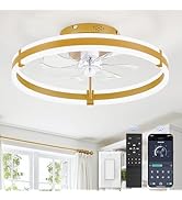 ZMISHIBO Ceiling Fans with Lights and Remote, 19.7'' Low Profile Ceiling Fan, 3000-6000K Dimmable...
