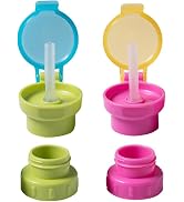 2Pcs Green and Pink Water Bottle Straw Caps, Cute Spill Proof Water Bottle Straw Caps Replacement...