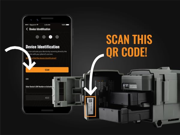 Open spypoint app and scan QR code on camera