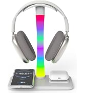 Headphone Stand with Wireless Charger,Gaming Headset Stand with RGB Light Mode,Airpod Max Stand C...