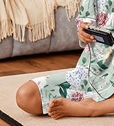 Ekouaer Robes for Women Knee Length Bathrobe Lightweight Kimono Robe 3/4 Sleeve Loungewear Soft S...