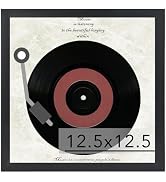 JCJMY Wood Vinyl Record Frame for the Wall, Display 12.5x12.5 Album Cover and 12x12 LP Vinyl Reco...