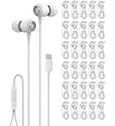 Halo 30-Pack USB C Wired Earbuds with Mic, Type C in-Ear Headphones with Volume Control, Bulk Hea...