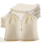 50PCS Muslin Bags with Drawstring, 4X6" Cotton Drawstring Bags Sachet Bag, Reusable Small Cloth B...