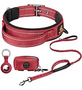 DAGANXI Dog Collar Adjustable Soft Neoprene Padded Breathable Reflective Strip Nylon Collar for S...