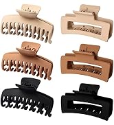 Vsiopy 6 Pack Medium Large Claw Clip for Thin Hair, 3.5 Inch Hair Jaw Clips for Thick Hair, Doubl...
