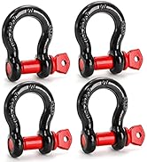 Bekith 4 Pack 5/8" D Ring Shackle 3.25 Ton (7165 Lbs) Capacity with 3/4" Pin Heavy Duty Shackles ...