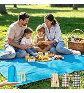 Fammart Pocket Picnic Blanket Sandproof Waterproof, Portable Lightweight Camping Tarp, Quick Dry ...