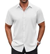 COOFANDY Men's Casual Button Down Shirt Short Sleeve Wrinkle Free Dress Shirt Beach Summer Weddin...