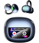 MINISO Clip On Earbuds Open Ear Earbuds Wireless Bluetooth 5.4 Headphones Heart Rate Monitor, Noi...
