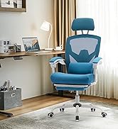 DUMOS Home Office Desk Chair with Footrest, High-Back Mesh Rolling Swivel Reclining Chairs with W...