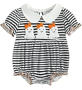 Kuriozud Halloween Baby Clothes Newborn Ghost Embroidered Bubble Romper Short Sleeve Smocked Body...