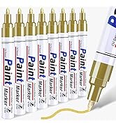DAPAWIN Gold Paint Pen Paint Markers - 8 Oil Based Paint Pens Metallic Markers, Permanent Paint M...