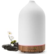 Gooamp 200ML Ceramic Diffuser,Aromatherapy Diffuser,Essential Oil Diffuser with 7 Color Lights Au...
