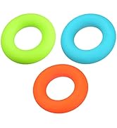 uxcell Hand Grip Strengthener, 3 Level: 30/40/50Lbs Silicone Rings Fingers Forearms Exercise Grip...