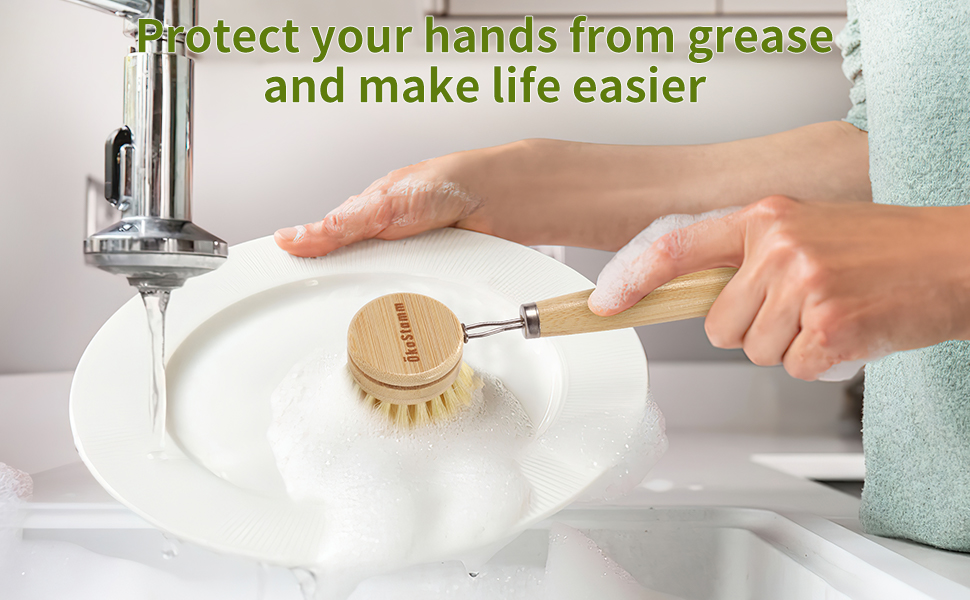 Dish brush with long handle protect you away from grease