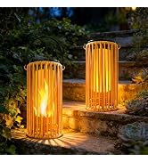 Amugmilk Solar Lanterns Outdoor Hanging Garden Decorations, Solar Pathway Lights Waterproof Flick...