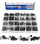 NINDEJIN M5 M4 M3 M2 Hex Socket Head Button Screw Bolts Nuts and Washer Assortment Kit, 1060PCS S...
