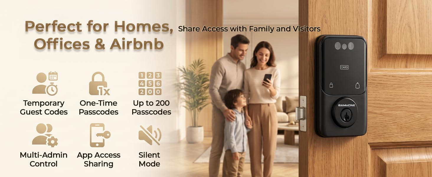 Bluetooth smart door lock with guest access and passcode management