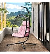 LEVELEVE Egg Chair with Stand,Patio Rattan Wicker Hanging Swing Egg Chair Hammock Chair for Bedro...