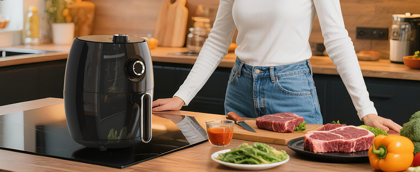 small air fryer small airfryer mini air fryer oven compact air fryer 2 people air fryer basket black